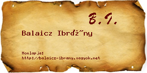 Balaicz Ibrány névjegykártya